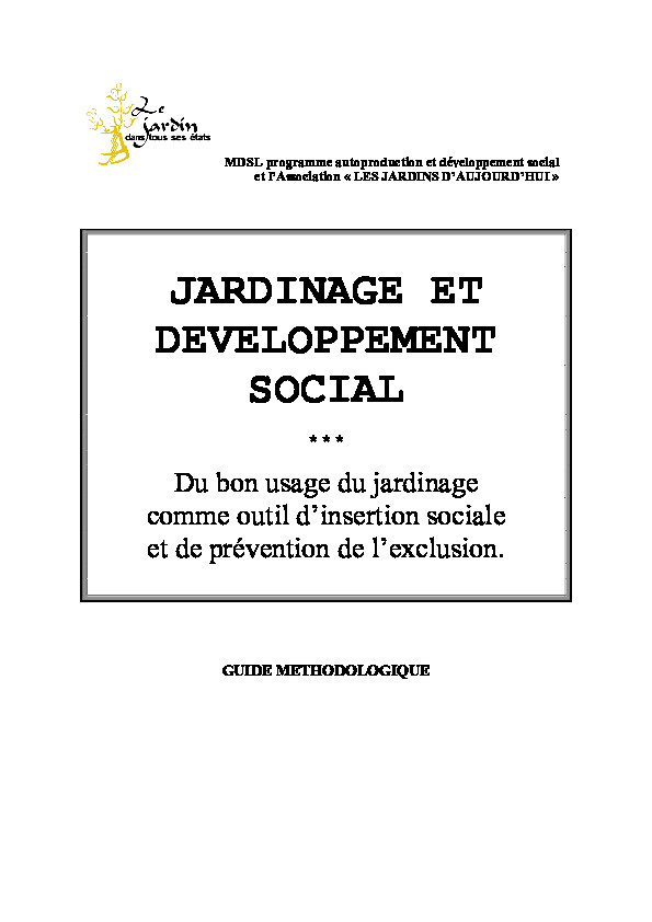 Jardinage et developpement social